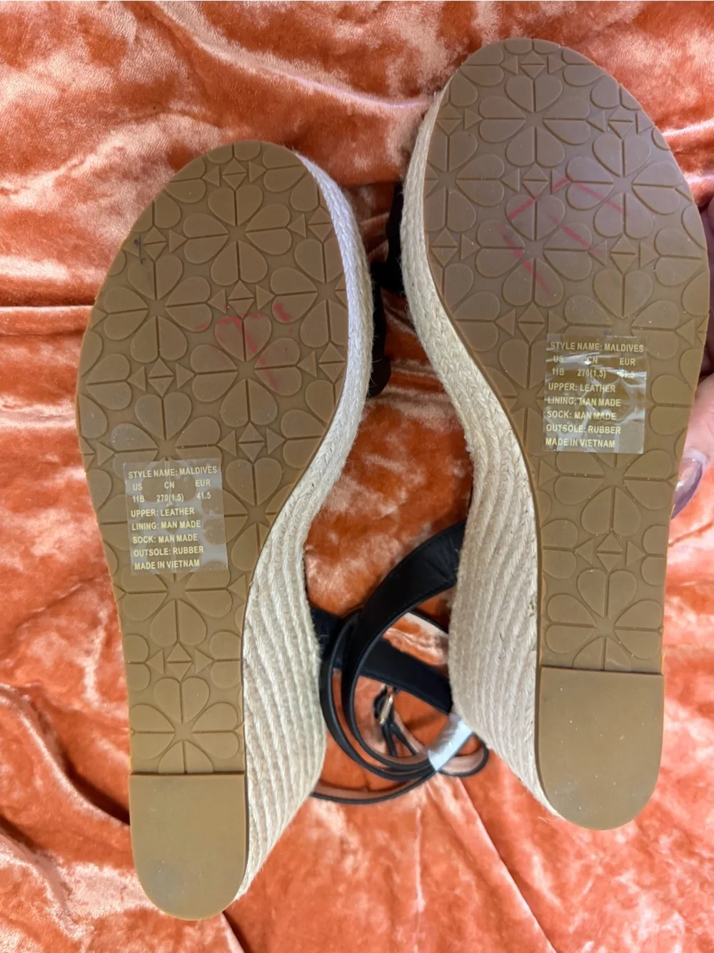 Kate Spade Kitt Wedge Black Heart Cutout Ankle-Strap Espadrille - Size 11 NWOT